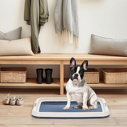 IRIS USA Pee Pad Holder - For Small Sized Dog and Puppy Pee Pads, Secured Latches, Non-Skid Feet, High Polish Finish for Easy Cleaning, Leak Protection, Fits 17"x23" Pad, Navy