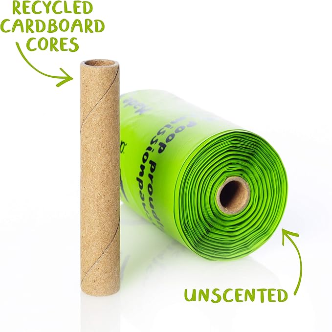 PLANET POOP Home Compostable Dog Poop Bags, Large Single Roll 300 Grab &amp; Go, for Dogs Un-Scented Dog Waste Bags, Thick Leakproof Doggy Cat Bag, Plant-Based Pet Supplies