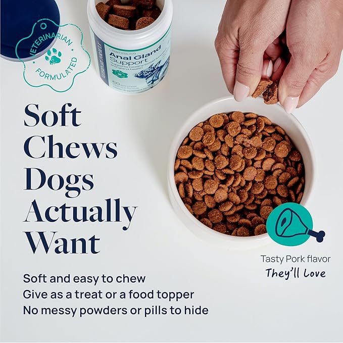 Veterinary Formula Anal Gland Support for Dogs – Vet-Formulated No Scoot Chews with Pumpkin, Ginger, Agave Inulin &amp; Probiotics – Supports Scooting, Stool Quality &amp; Digestive Health, 60 Soft Chews