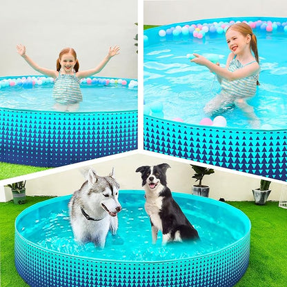Jasonwell Foldable Dog Kiddie Pool - Hard Plastic Kids Paddling Pool Toddler Baby Swimming Pools for Backyard Collapsible Whelping Box Pet Doggie Cats Wading Pools Bathtub for Puppy Large Dogs