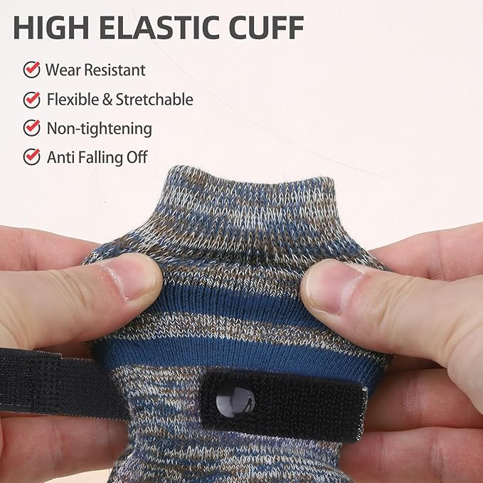 PUPTECK Non-Slip Dog Socks to Prevent Licking Paws, Double Sides Dog Boots &amp; Paw Protectors Booties on Hardwood Floors Hot Pavement with Grippers, for Small Medium Large Senior Dogs, Navy Blue L