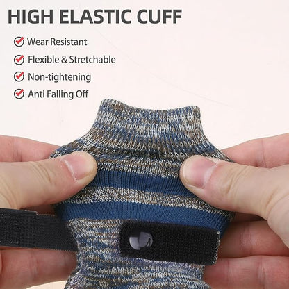 PUPTECK Non-Slip Dog Socks to Prevent Licking Paws, Double Sides Dog Boots &amp; Paw Protectors Booties on Hardwood Floors Hot Pavement with Grippers, for Small Medium Large Senior Dogs, Navy Blue L
