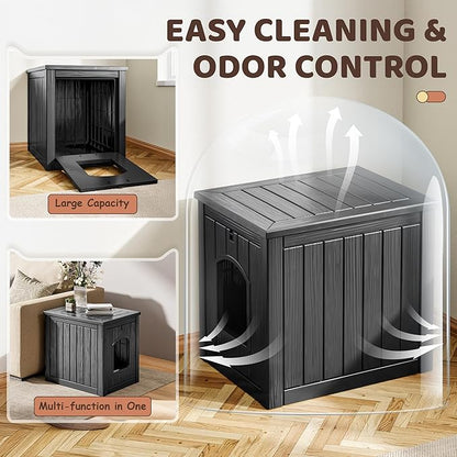 Outdoor &amp; Indoor Dog House for Weatherproof and Stylish Furniture, Insulated Dog House Outdoor, Multi - Use for Small and Medium Dogs (Black, 22.8" L × 17.7" W × 21.7" H)