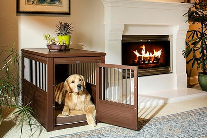 New Age Pet ECOFLEX Dog Crate End Table - Furniture-Style Pet Crate for Crate Trained Dogs - Stainless Steel Tubing &amp; a Latched Closure - 10 Year Manufacturer&