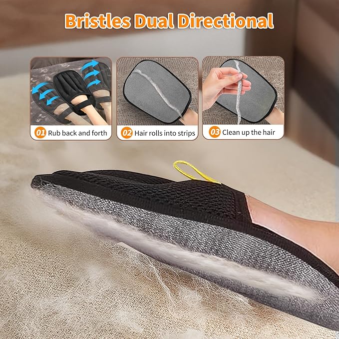 Pet Hair Removal Glove for Cats &amp; Dogs, Upgraded Five-Finger Electrostatic Pet Hair Gloves, Reusable Magic Brush Pet Hair Remover Tool for Laundry, Couch, Carpet, Car Seat