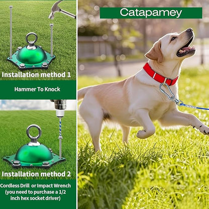 Dog Tie Out Cable and Stake for Yard,(up to 200lbs) 360°Swivel Run Anchors- No Tangle,with 30FT Heavy Duty Tie Out Cable for Dogs,Dog Runner for Yard,Ideal for Outdoor Camping