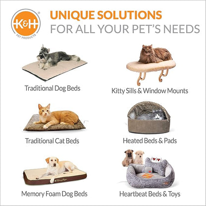 K&amp;H Pet Products Unheated Kitty Mod Dream Pod Cat Bed for Large Cats or Small Dogs, Indoor Covered Privacy Cave, Collapsible, Easy Clean Washable Cushion - Unheated Round 22in Gray/Black