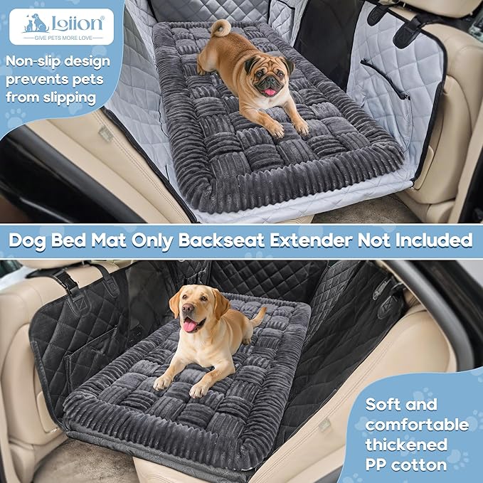 Dog Car Bed Mat, Non-Slip Backseat Extender Pet Blanket, Plaid Dog Bed for Trucks, Sedans &amp; Large SUVs, Chew-Resistant Travel Pad for Dogs, Easy Clean &amp; Scratch-Proof &amp; Comfort（56"x28.7" Gray
