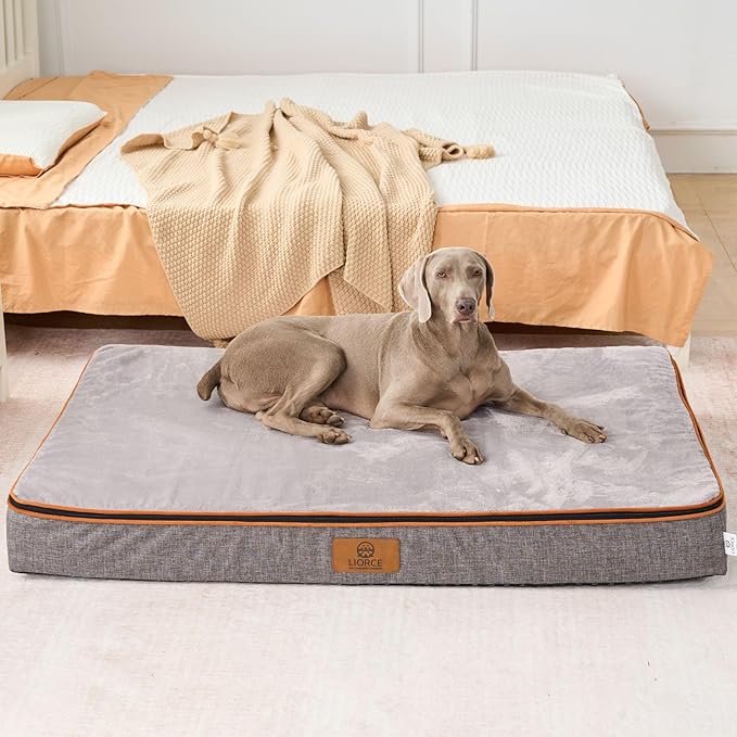 Orthopedic Memory Foam Giant Dog Bed - 6" Thick Beds for Large Sized Dog - Waterproof Removable Washable Cover &amp; Wrap-Around Zipper - Ultimate Comfort &amp; Easy Maintenance