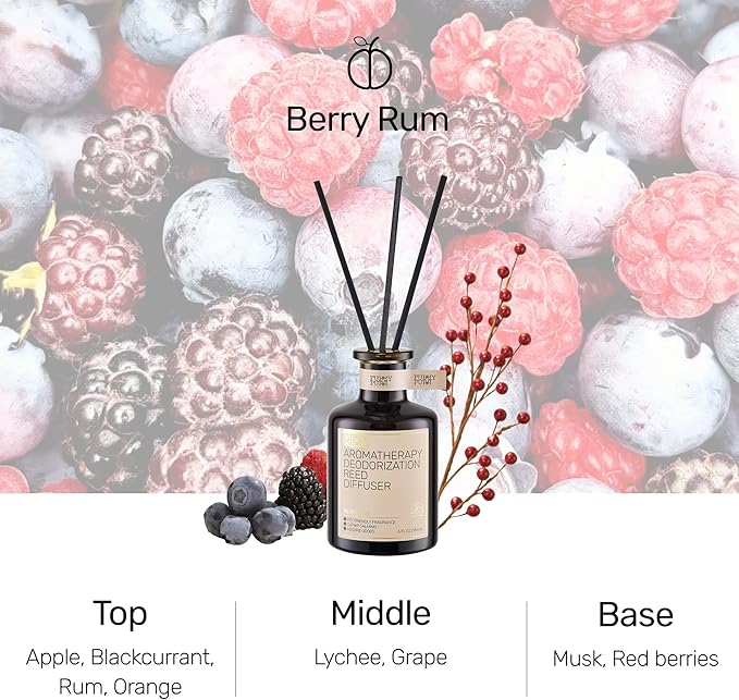 Reed Diffuser for Pet Odor Elimination, Berry Rum, Non-Toxic &amp; Pet-Friendly Air Freshening, 6 Oz