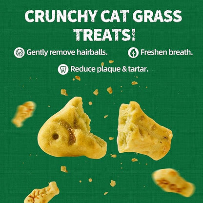 Just Try 13.4 0Z Cat Grass Treats Salmon Oil Natural Salmon Kitten Healthy Cat Treats Training Biscuits Snacks Fish Oil Omega 3 Supplements for Cats Joint Support &amp; Skin Coat Health