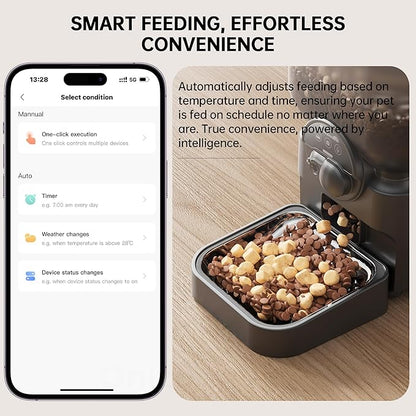 Automatic Pet Feeder for Cat and Dog - 6L Auto Cats Food Dispenser with Camera - WiFi App Control Smart Feeders with Timed - Dogs Feeding Station with 15-Day Battery Life After Power Off