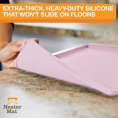Neater Pet Brands Neater Mat Pet Mats for Food and Water, Cat &amp; Dog Bowl Mat Waterproof Silicone, Feeding Tray, Dog Food Mats for Floors, Placemat w/Raised Edge for Under Bowls, 19” x 12”, Light Pink