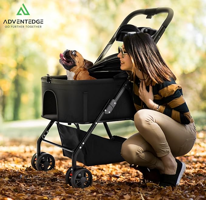 Pet Stroller 3 in 1 Foldable Dog Stroller, Cat Strollers, Foldable pet Strollers &amp; Cat Carrier, Pet Carrier, Lightweight with Cup Holder, Waterproof Max Load 66 lbs, Breathable Mesh Canopy