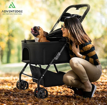 Pet Stroller 3 in 1 Foldable Dog Stroller, Cat Strollers, Foldable pet Strollers &amp; Cat Carrier, Pet Carrier, Lightweight with Cup Holder, Waterproof Max Load 66 lbs, Breathable Mesh Canopy