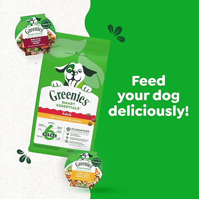 Greenies Smart Topper High Protein Wet Mix-in for Dogs, Beef, Peas &amp; Carrots Recipe in Vitabroth Broth - Bone Broth + Vitamins E &amp; B1, 10 Count