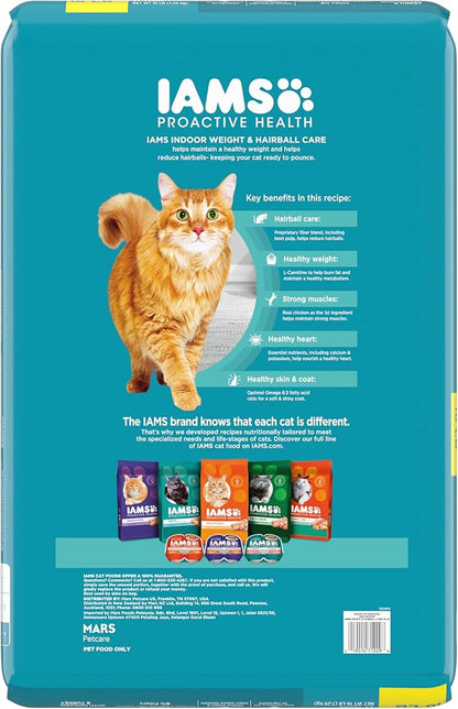 IAMS Proactive Health Indoor Weight Control &amp; Hairball Care Adult Dry Cat Food, Chicken &amp; Turkey Recipe, 16 lb. Bag