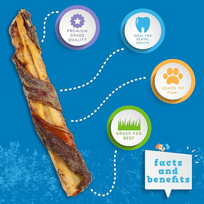 Jack&amp;Pup Twist Beef Rib Bones for Dogs, 7" Beef Rib Bone Small Dog Bones for Puppies with Beef Jerky Twist for Flavor and Fun - Healthy Dog Bones Rib Small Dog Chew Bones (4 Count)