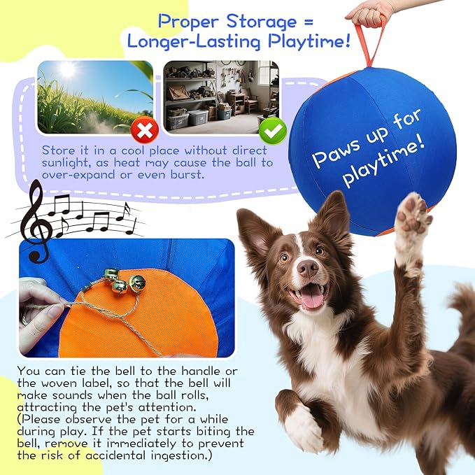 25" Herding Ball for Dogs – Durable Horse Ball Style Dog Toy with Cover – Dog Herding Toy for Outdoor Play, Training &amp; Exercise – Great for Australian Shepherds &amp; Large Breeds