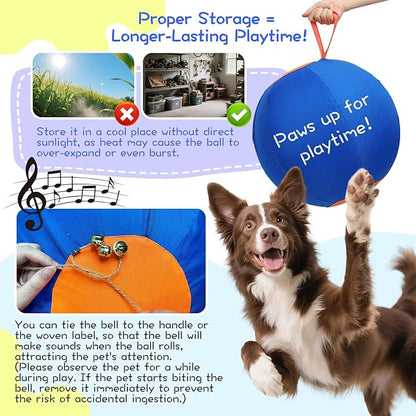 25" Herding Ball for Dogs – Durable Horse Ball Style Dog Toy with Cover – Dog Herding Toy for Outdoor Play, Training &amp; Exercise – Great for Australian Shepherds &amp; Large Breeds