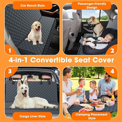 MIXJOY Dog Car Cover for Back Seat Cover Protector Waterproof Dog Seat Covers for Cars, Car Seat Protector for Dogs with 1 Dog Seat Belt, Nonslip Back Seat Cover for Kids, Trucks &amp; SUV, Grey