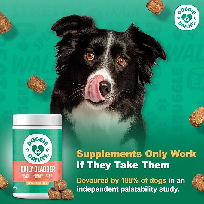 Doggie Dailies Cranberry Supplement for Dogs - Urinary Tract, Bladder &amp; Kidney Support for Dogs - Cranberry for dogs with Marshmallow Root, Licorice Root &amp; Apple Cider Vinegar (Chicken) 225 Soft Chews