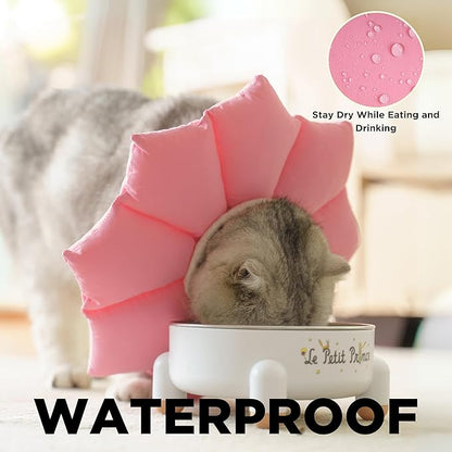 Puffy Crew Soft Cat Cone Collar, Adjustable Waterproof Recovery Collar, Lightweight Elizabethan e Collar for Cats of All Breeds (Pink, Medium, Neck Circumference 6.5&