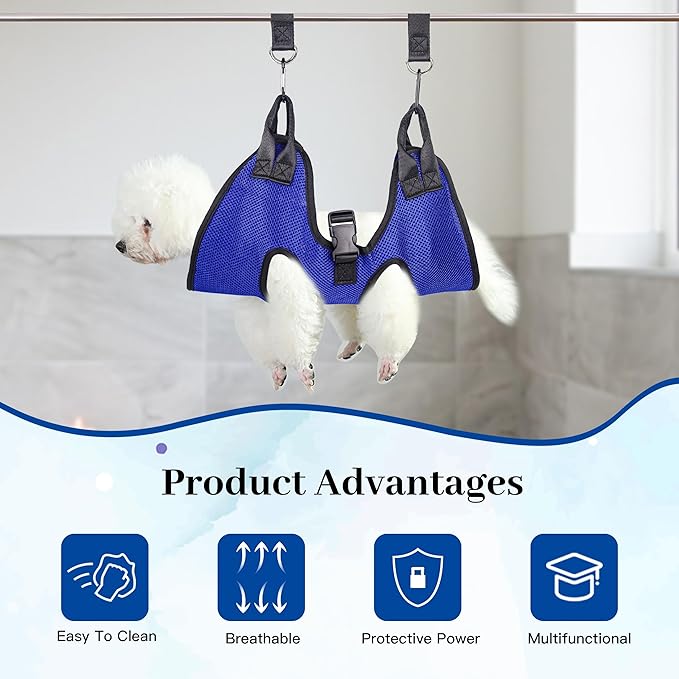 PatiencET Dog Grooming Hammock, Pet Grooming Hammock for Cats &amp; Dogs, Dog Holder for Nail Trimming, Cat Sling for Nail Trimming with Nail Clippers/Trimmer, Nail File, Pet Comb(S)