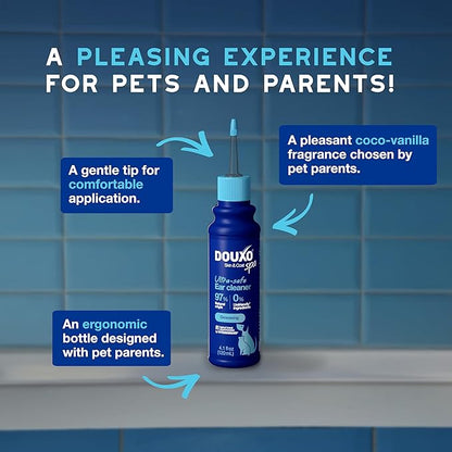DOUXO® Skin &amp; Coat SPA - Ultra-Safe Dewaxing Ear Cleaner for Dogs and Cats, 4.1 fl oz, Safely Cleans and Dewaxes The Ear, Skin-Friendly Formula