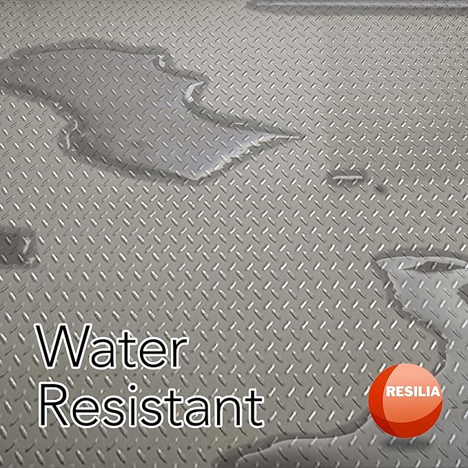 RESILIA Heavy Duty Garage Floor Runner &amp; Protector Mat - Slip Resistant Diamond Plate PVC Mats - Water, Spill, &amp; Stain Resistant, Sandstone (4 feet x 15 feet), Made in The USA