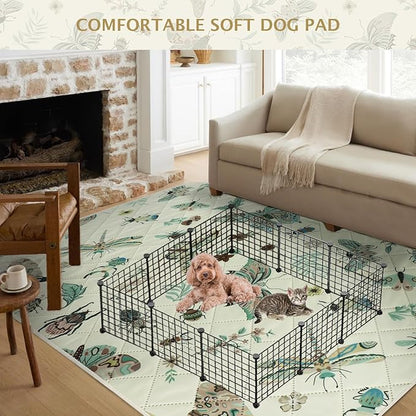 IEUUMLER Washable Pee Pads for Dogs, 1 Pack Insect Pattern Reusable Waterproof Puppy Potty Pads, Non-Slip Absorbent Pet Training Pads for Playpen Crate Bed EU014