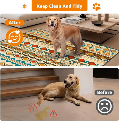 LOOBANI Reusable Pee Pads for Dogs Extra Large: 72"x 72" Washable Puppy Pads Waterproof , Super Absorbent Whelping Pad, Leak-Proof &amp; Non-Slip Dog Playpen Mat for Floor,Potty,Training,Cage (Yellow)
