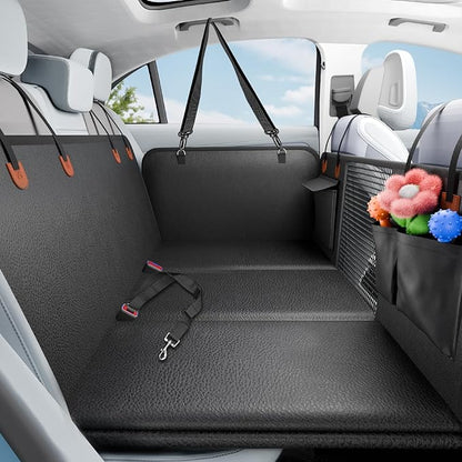 Back Seat Extender for Dogs, Dog Car Seat Cover for Back Seat with Hard Bottom,Waterproof Hammock for Car Pet Backseat Protector,Upgraded PU Leather Material for Car &amp; SUV(Holds 400lbs)