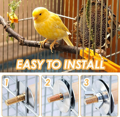 Bird Perch Platform Stand Wooden Parrot Perch Corner 6.7 Inches Fan Shape Playground Cage Accessories Parrot Stand Flat Perches for Bird Cages Corner Shelf for Birds Parrots Hamster Gerbil