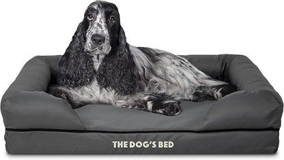 The Dog’s Bed Medium Oxford Grey 30x23.5, Memory Foam, Pain Relief: Arthritis, Hip &amp; Elbow Dysplasia, Post Surgery, Lameness, Supportive, Calming, Waterproof Washable Cover, Veterinary Approved