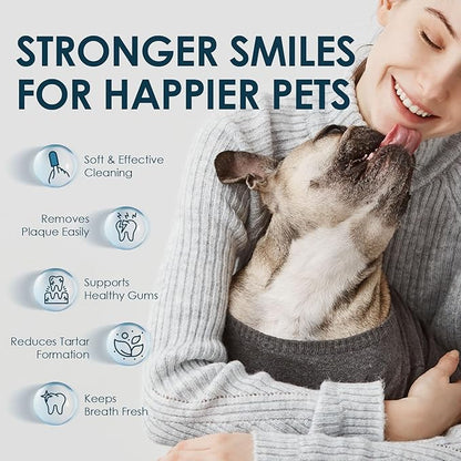 Mooncat Dental Finger Wipes for Dogs &amp; Cats - Easy Teeth Cleaning to Remove Plaque, Tartar &amp; Freshen Bad Breath - Gentle Tooth Wipes for Puppy &amp; Kitten Care - 40 Counts