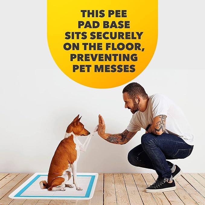 TidyFriend Dog Pee Pad Holder Tray Fits for 24” x 24” Wee Wee Pee Pads - Stable Grip, Raised Edges, Quick-Wipe Silicone Surface Dog Potty Tray Holder for Indoor Flooring Protection (White)