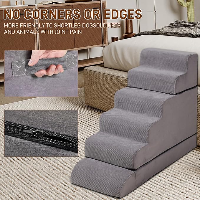 24-30inches High Dog Stairs &amp; Steps for High Beds Tall, LitaiL 29inch 6 Steps Pet Stairs/Steps for High Beds Large Dogs, Non-Slip Dog Ramps for Small Dogs, for Older Cats