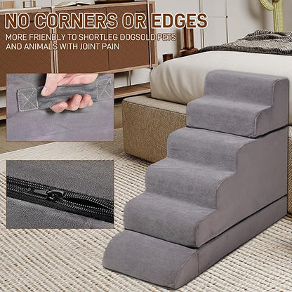 24-30inches High Dog Stairs &amp; Steps for High Beds Tall, LitaiL 29inch 6 Steps Pet Stairs/Steps for High Beds Large Dogs, Non-Slip Dog Ramps for Small Dogs, for Older Cats