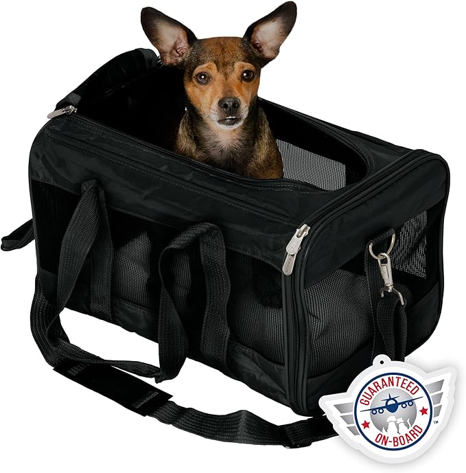 Sherpa Original Deluxe Travel Pet Carrier, Airline Approved &amp; Guaranteed On Board - Black, Medium