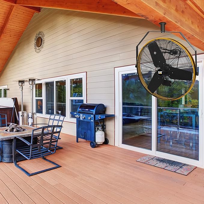 CAT 30 Inch Outdoor IPX4 Weatherproof High Velocity Wall Mounted Shroud Fan. 8900 CFM, 3 Speed - For Industrial, Commercial, &amp; Residential Use. cETL Certified