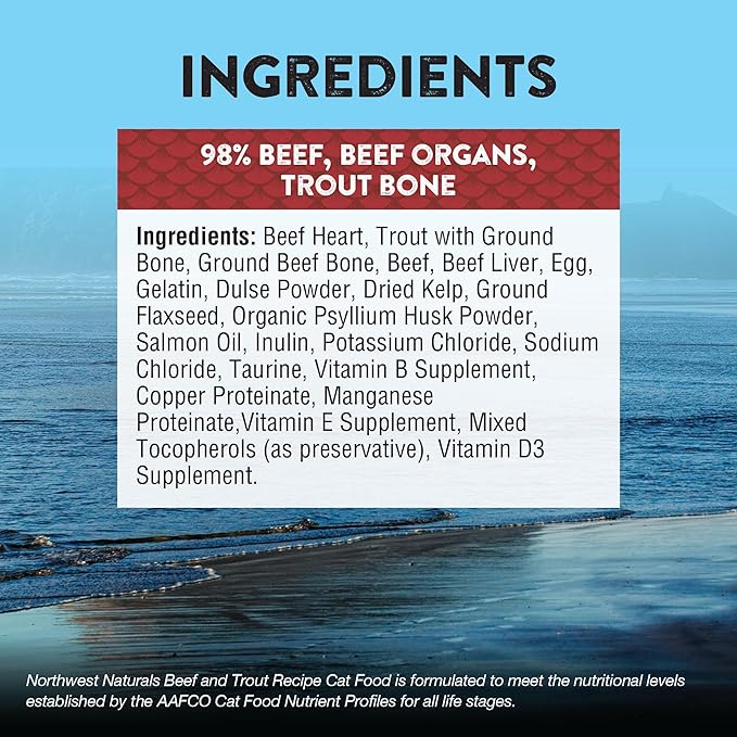 Northwest Naturals Freeze-Dried Beef &amp; Trout Cat &amp; Kitten Food, Bite-Sized Nibbles, Healthy, Limited, Human-Grade Ingredients, All-Natural, High-Protein Raw Diet, Complete &amp; Balanced, Grain-Free 11 oz