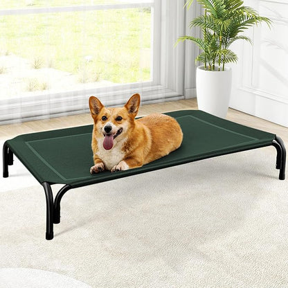 Elevated Dog Bed, Raised Outdoor Dog Bed for Medium Sized Dogs, Portable Cooling Pet Cot with Breathable &amp; Washable Mesh, Indoor &amp; Outdoor Pet Hammock with Skid-Resistant Feet.