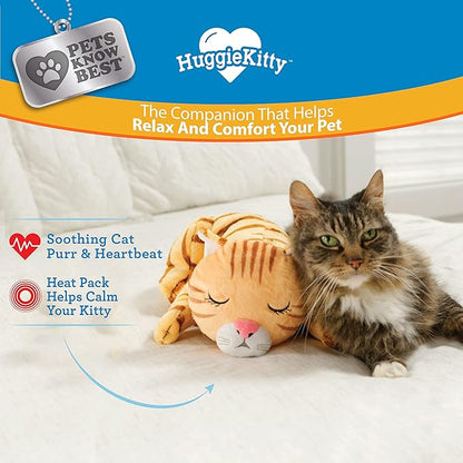 Pets Know Best HuggieKitty | Comfort Purring Companion with Heartbeat Sleep Aide for Cats &amp; Kittens, Heating for Calming Relief, Carrier &amp; Behavioral Training Essential, Breeds, Orange