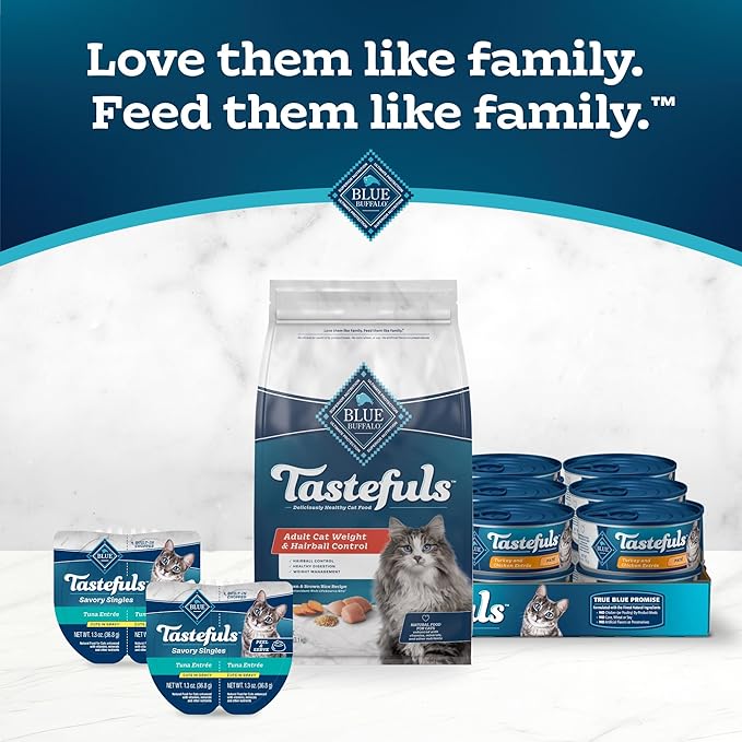 Blue Buffalo Tastefuls Adult Dry Cat Food for Weight Management &amp; Hairball Control, Made in the USA with Natural Ingredients, Chicken Recipe, 7-lb Bag