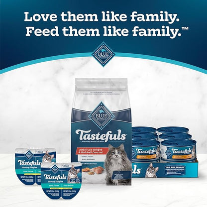Blue Buffalo Tastefuls Adult Dry Cat Food for Weight Management &amp; Hairball Control, Made in the USA with Natural Ingredients, Chicken Recipe, 7-lb Bag