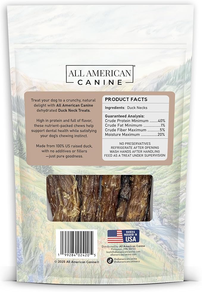 6 Natural Duck Neck Dog Treats – Single Ingredient, Dehydrated &amp; Chewy – Low-Fat, High-Protein Training Reward – Made in USA