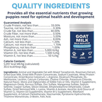 Under the Weather Puppy Milk Replacement Formula + Colostrum for Dogs &amp; Puppies | Goat Milk Replacer Powder | Goat-Based Formula with Colostrum for Immune &amp; Digestive Support - 12 oz