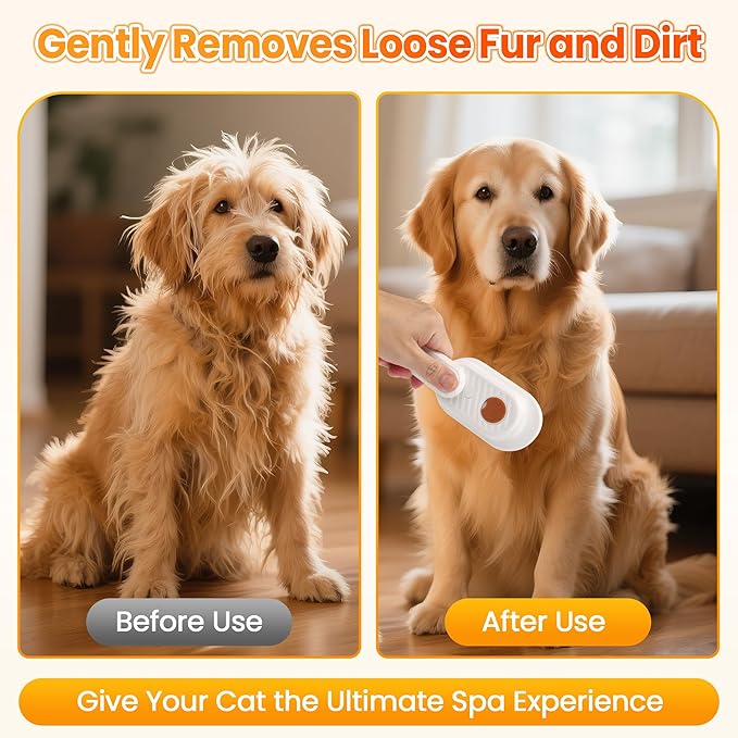 Cat Steam Brush for Shedding, 4-in-1 Rechargeable Steam Pet Brush for Cats &amp; Dogs, Anti-Static, Gentle Fur Removal &amp; Combing, Ideal for Short &amp; Long Hair Pets, Easy to Use