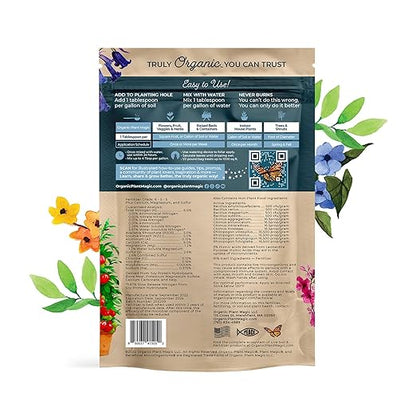 Organic Plant Magic - Truly Organic™ Fast-Acting Water Soluble Plant Food - All-Purpose Fertilizer Concentrate for Flower, Vegetable, Herb, Fruit Tree, Garden &amp; Indoor Houseplants [One 1/2 lb Bag]